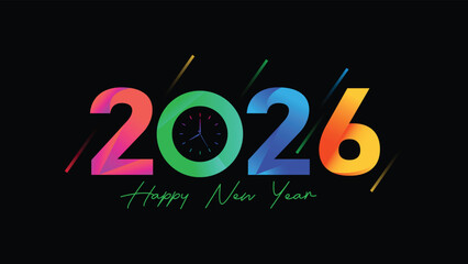2026 happy new year glowing digital numbers