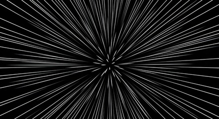 Obraz premium Speed Lines Bursting from Center Radial Motion with White Lines on Transparent BG