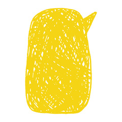 Bright crayon speech bubble. Sketch lines, texture. Text box chalkboard area for happy messages.