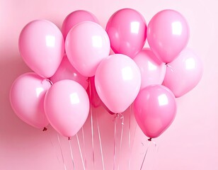 Pink Balloons Cluster on Pink Background