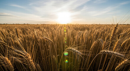 Wheat Field Golden Sunlight Crops Agriculture Harvest Rural Scenic Tranquil Peaceful Nature Landscape Grain Field Farming Cultivation