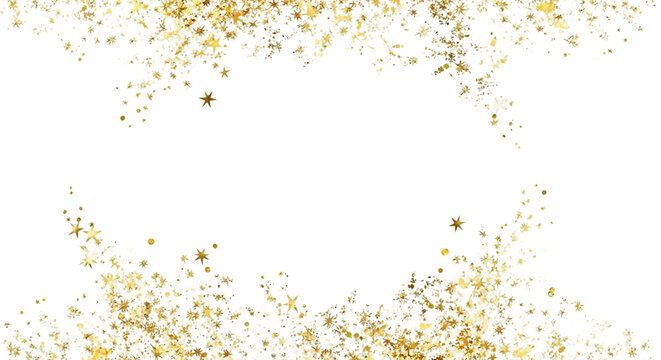 Abstract golden and yellow bokeh sparkles and dust particles forming a decorative frame on a black background isolated on transparent background - Powered by Adobe