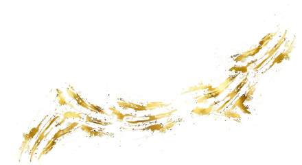 Abstract swirling brush strokes with yellow and black paint textures creating a dynamic organic shape isolated on transparent background