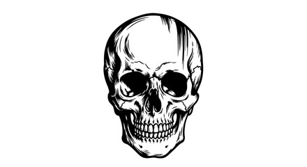 Fototapeta premium Detailed skull illustration graphic on white background