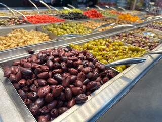 Olive Bar display at a supermarket/ grocery store