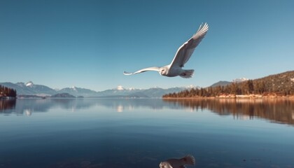 Seagull Soaring Over Calm Waters