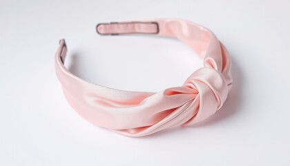 Pink Satin Headband with Knot