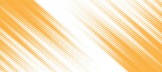 Abstract speed lines style orange color halftone banner design template.