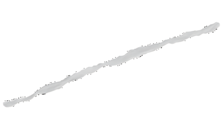 A single white abstract fluid splash frozen in motion with irregular edges isolated on transparent background