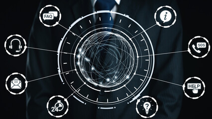 Obraz premium FAQ and online help icons show question, answer, and support system. FAQ improves online help experience, customer service quality, and FAQ knowledge access. Gist