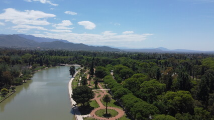 Scenic Drone View Over the Iconic Lake of Mendoza, Argentina