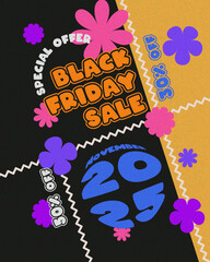 Black Friday sale banner with retro style