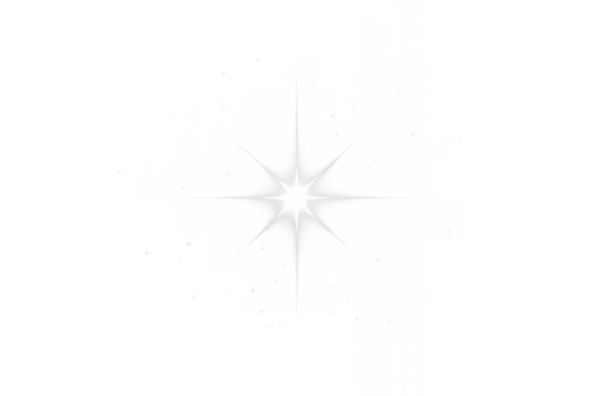 Bright camera lens flare effect with starburst and glowing sparkle on a transparent background