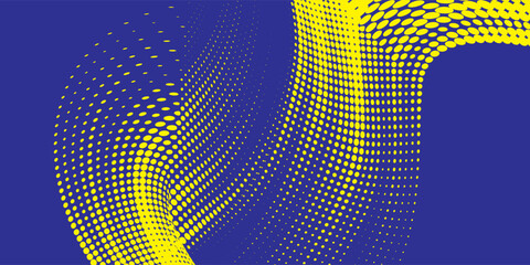 Abstract speed line style blue halftone banner design template. kuning and blue halftone dot pattern with grunge texture. Sporty style white and black dot pop art comic, Eps 10, Modern.