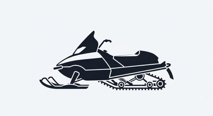 Illustration of a black snowmobile winter vehicle for snow travel and recreation in the mountains