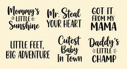 Illustration of baby quote lettering collection, vector design