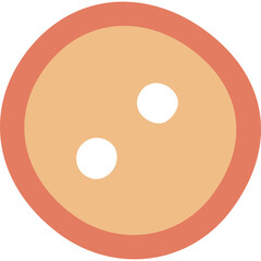 Simple Orange and Red Button with Two Holes Isolated on Transparent Background Clean Design for Crafts and Sewing