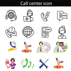 Customer Care  icon collection set. Containing design customer support,customer care,customer question,live chat support, customer service Simple line vector.