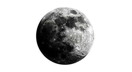 Detailed Moon Surface Isolated on White Background