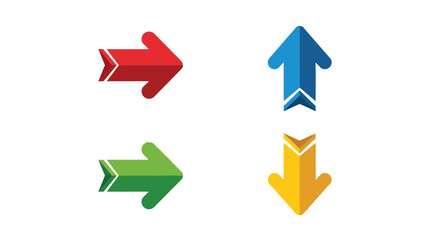 Four brightly colored arrows pointing in different directions on white background