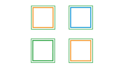 Four colorful rectangular frames displayed against a plain white background