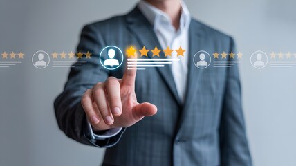 Rating System Feedback Person Giving Online Star Review