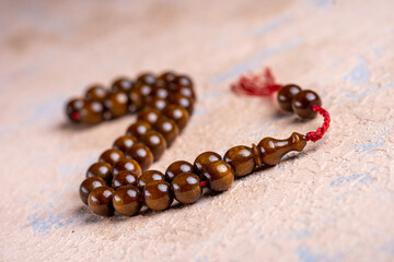 Amber prayer beads special concept macro shot. (Ottoman and Turkish amber and Bakelite)