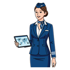 Vector flight attendant with white background 