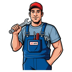 Vector mechanic with white background 