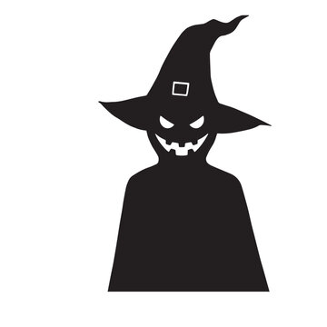 Silhouette of a spooky Halloween character in a hat