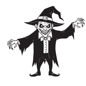 Spooky Halloween Witch Character Illustration scary