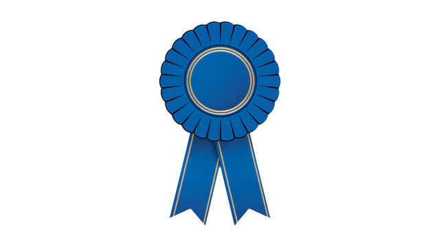 Award winning blue rosette ribbon symbolizes achievement and success