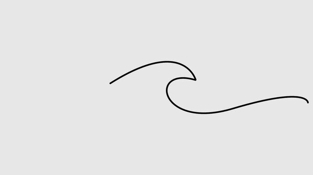 Ocean wave continuous one line drawing animation video. Full length single line art 4K animation