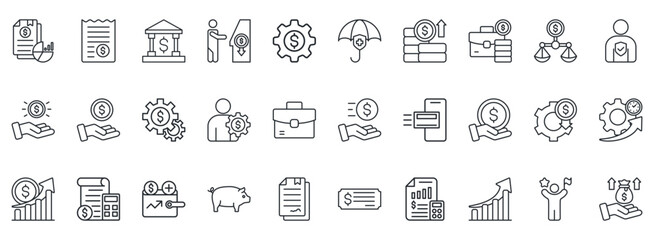 Personal Finance Icon Set. Contains Icons That Are Relevant For Business. Designed In Vector Outline Style