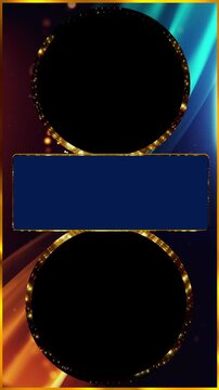 Dynamic Gold and Teal Abstract Vertical Template with Two Circular Placeholders