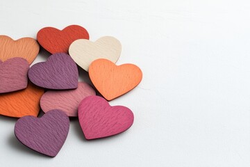 Obraz premium White surface sprinkled with colorful heart confetti