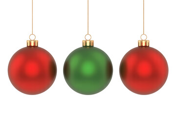 Festive ornaments in red, green, and red hues, suspended gracefully, evoke holiday cheer.