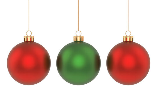 Festive ornaments in red, green, and red hues, suspended gracefully, evoke holiday cheer.