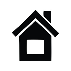 Simple Black Silhouette of a House with a Window and Chimney