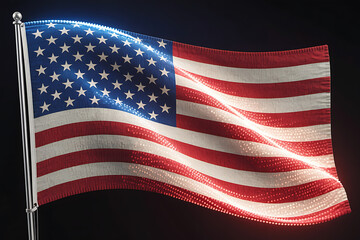 Waving stars and stripes flag, symbolizing patriotism and national identity, a vibrant display.