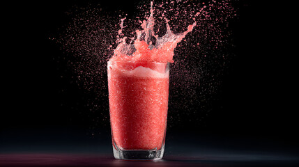 Red drink splash in glass