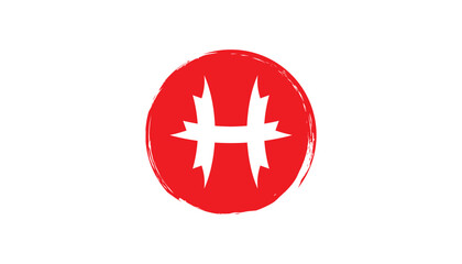 Obraz premium Creative Japanese Chinese Inspired Letter H Logo in cyrcle design template