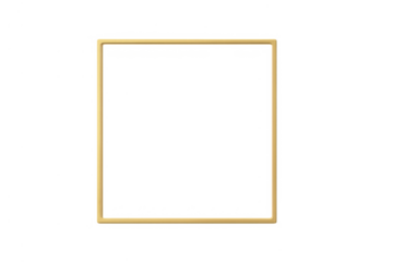 Golden square frame on transparent background, modern empty rectangle border design, luxury geometric shape element