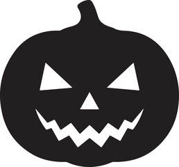 Spooky halloween jack o lantern silhouette icon scary face autumn holiday celebration