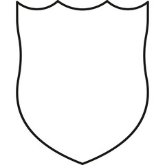 Simple Shield Outline Icon Isolated On White Background With No Fill Or Design Elements A Blank Template For Emblems Or Logos And Symbols