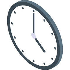 Simple Round Clock Face With Black Hour And Minute Hands Indicating Five Oclock On A Transparent Background Clean Isolated Design