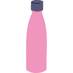 Simple Pink Water Bottle with Gray Cap Isolated on Transparent Background Vector Illustration