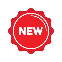 Red Promotional Badge with NEW Text – Vector Label Design