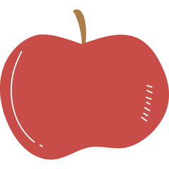 Simple Red Apple With Brown Stem and White Highlights On A Transparent Background With A Textured Surface Ideal For Graphics And Design Elements
