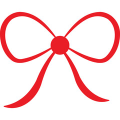 Simple Red Bow Graphic Isolated on White Background with Transparent Overlay